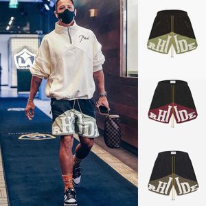 Large Print with Two-color Drawstring Trend Casual Street Shorts Zipper Breathable Capris