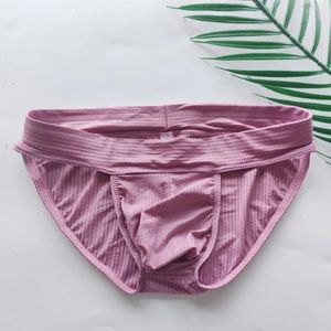 Underbyxor 2024 Gerba Men's Briefs Ice Silk Sexig påse Jockstrap Låg midja Solid färg snabb torr andas bekvämt