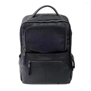 Backpack Genuine Leather Men's Business For Outdoor Sports With 14-inch Laptop Compartment