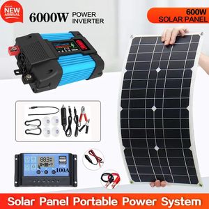 Painel solar portátil 600w18v, kit de painel solar, controlador de 12v, placa solar para casa/acampamento/rv/carro, carregador de bateria rápido 240124