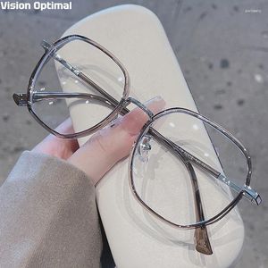 Óculos de sol quadros visão ideal ultra leve moda quadrado metal tr90 titânio prescrição óptica mulheres anti azul leitura óculos quadro