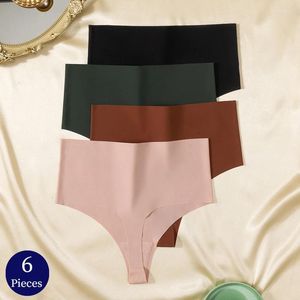 Calcinha feminina poblador 6 pçs/set high-rise sem costura tangas moda roupa interior sexy lingerie confortável g-strings cuecas