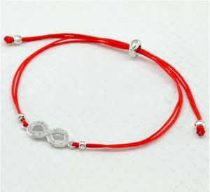 Kvinnor Infinity 8 Charmbandälskare Lucky Red Thread String Armband ROPE flätat par Justerbara smycken Present Sterling Silv3899785