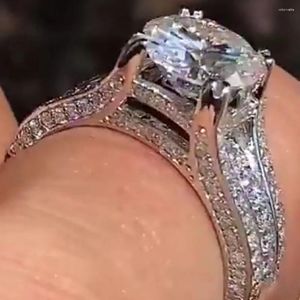 Cluster Rings Solid 10K White Gold Women Men Wedding Party Anniversary Engagement Ring 1 2 3 4 5 Round Moissanite Diamond Trendy