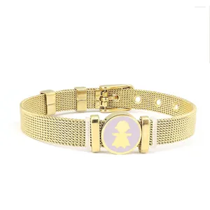 Charm Armband 316L Rostfritt stål Mesh Armband Metallemalj inlagd med kristallpärlor Födelsedagspresent för pojkar och flickor