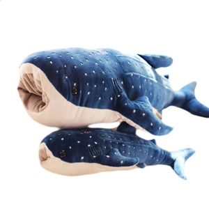 55-125 cm macio azul baleia tubarão golfinho recheado brinquedos de pelúcia tamanho grande almofada de pelúcia almofada animal marinho brinquedos presente para crianças 240122