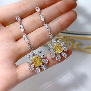 Dingle örhängen värdefull verklig 925 sterling silver örhänge diamant smycken party bröllop droppe för kvinnor engagemang bijou