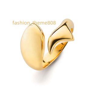 Milskye custom engravable 18k gold plated 925 silver leaf chunky open ring
