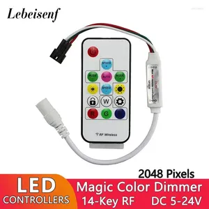 Controllers SP103E LED Magic Color Controller 2048 Pixels Dimmer DC5-24V med 14 nyckel RF-fjärrkontroll för WS2812B Adresserbar RGB Light Bar