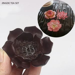 Keramisk färgbyte te husdjur kinesiska te set accessoarer blommamodell skulptur dekoration hem te bricka ornament hantverk 240130