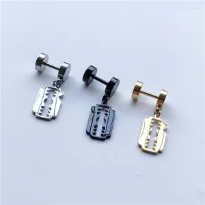 Stud Earrings Hip-Hop Rock Cool Personality Blade Pendant Barbell For Men Women Gold Black Silver Color Earring Jewelry