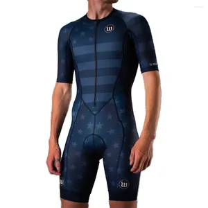 Racing Sets Summer Men's Cycling Triathlon Bodysuit Jerseys Skinsuit Short Sleeve One Piece Jumpsuit Running Clothing Ropa Ciclismo