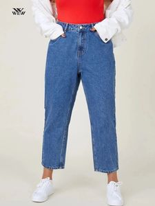 Artı Beden Kotları Kadınlar İçin Sonbahar Yüksek Bel Elastik Denim Pantolon Tam Uzunluk Harem Kot 175 Cm boyunda Kot Pantolon 240202