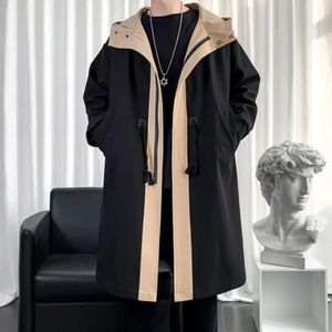 Primavera estilo longo casaco masculino de alta qualidade casual trench coat casual com capuz jaquetas roupas masculinas blusões à prova dwaterproof água 240122