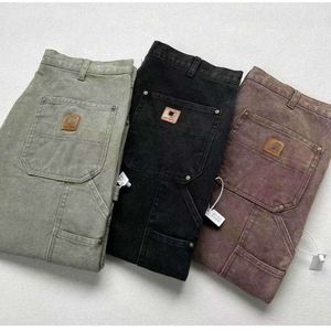 2024 Men's Pants Fashion Brand Carhart B01 B136 Washed to Make Old Overalls Knee Cloth Logging Trousers 8886eeee