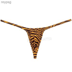 Briefs Panties Erkek Tiger Stripe Micro Thong iç çamaşırı Pozlama Tanga Slingerie Erkekler Fetish Tiny Slip Yüzme G-String YQ240215