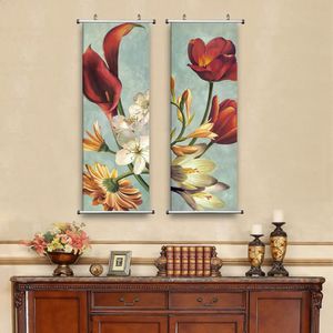 Vintage dekorativ blomma duk målning affischer och tryck hem konstbilder vägg vardagsrum dekoration aluminium ram 240122