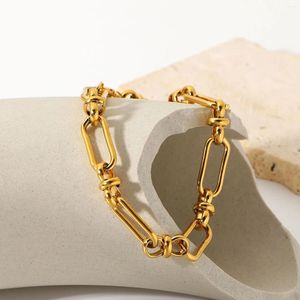 Strand Stainless Steel PVD 18K Gold Plated Tarnish Waterproof Knot Chian Bracelet For Woman Jewelry Wholesale Trendy