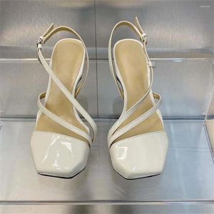 Сандалии 2024, летняя модная женская обувь с квадратным носком, пикантные туфли на высоком каблуке в лаконичном стиле, Chaussure Femme из натуральной кожи, размер 35-42