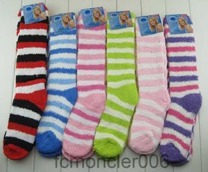 Solid Winter Warm Long Knee Hi Striped Assorted Thick Soft Cozy Fuzzy Socks 12pairs/lot Free Shipping TIQE