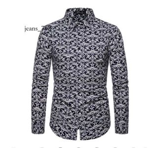 2023 New Polos Long Sleeve Casual Baroque Printed Turn-down Collar Shirt Social Ball Classic Fashion Burbrerys Men's Clothing S-5XL