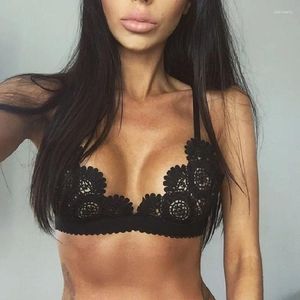 BRAS SEXY Women's Lace Floral Bralet Bra Bustier Justerade remmar Crop Top Unpadded Plunge BRALETTE