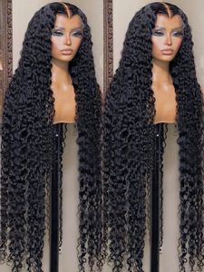 40 polegadas Curly 134 Lace Front Human Human Wig Wigs Brasilian For Women Deep Wave 136 HD Frontal pré -arrancado 240127