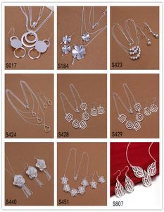 Factory Direct Women039S Sterling Silver Jewelry Set 6 세트 많은 혼합 스타일 EMS33fashion 925 Silver Necklace Earring J3947554
