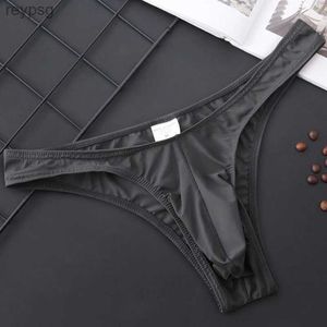 Briefs Panties Erkekler Seksi Düşük Bel G-String Erkekler için iç çamaşırı şişkinlik torbası T-Back nefes alabilen yumuşak bikini siyah külot yq240215