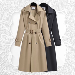 Spring Autumn Womens Korean Edition British Retro Coat High Grade Trench Coat 240202