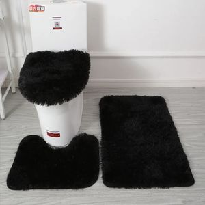 3pcsset Plush Bathroom Bath Mat Set Anti Slip Toilet Rugs and Lid Cover Soft Fluff Shower Carpet Floor Mats for 240122