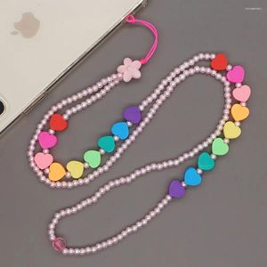 Link Bracelets Go2Boho 2024 Telephone Jewelry Phone Charm Beads Chains Lanyard Beach Pearl Chain For Women Mobile Accessories Pendant