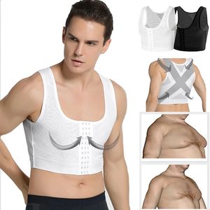 Homens ginecomastia shaper colete emagrecimento peito controle peitos shapewear firme cintas gancho corrector compressão camisa espartilho topos 240129