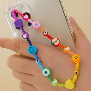 Braccialetti a maglie Go2Boho Cinghia per telefono Catene di perline colorate per cordino cellulare Cavo per catena mobile Telefono Fascino Cuore Donna 2024 Gioielli di frutta