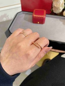 Luxury Ring Thin Nail Ring Top Quality Diamond for Woman Man Electroplating 18k Classic Premium Rose Gold with Box SSGO