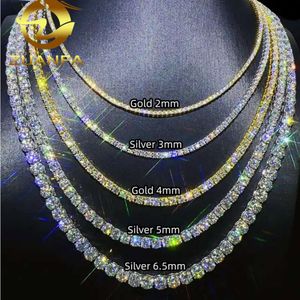 Preço de fábrica 925 prata 2mm 3mm 4mm 5mm 6.5mm diamante hiphop jóias vvs moissanite colar moissanite tênis corrente colar