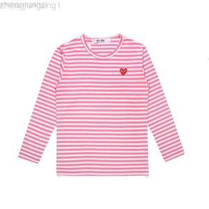 Desginer Cdgs Camiseta Commes Des Garcons Heyplay marca de moda amor rosa manga comprida listrada camiseta masculina e feminina algodão redondo pescoço camisa de fundo amantes usam 24ss