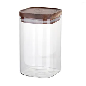 Storage Bottles Square Glass Jar Dust-proof Nuts Can Tea Anti-dust Snack Sealed Coffee Bean Container Sealing Canister Practical Grains