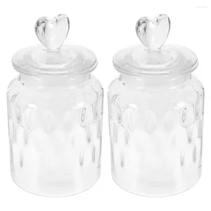 Butelki do przechowywania 2PCS Glass Food Jars Airtight Rice Sugar Tea Herbata Fasolka kawy Pojemnik