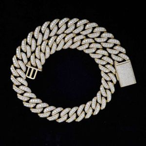 Wholesale 18Mm 2 Rows Customized Hip Hop Iced Out Jewelry Sier D VVS Moissanite Diamond Cuban Chain Necklace