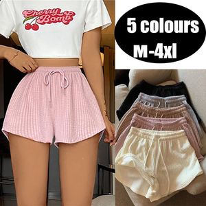 Kadın Yaz Şortları Yüksek Elastik Dantelli Drawstring Geniş Bacak Spor Gömlek Çalışma Şort Gevşek Sıradan Spor Pantolonları 240215