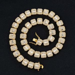 Biżuteria hip -hopowa 12 mm Pełna bling diamond moissanite łańcuch tenisowy mrożony naszyjnik biżuterii