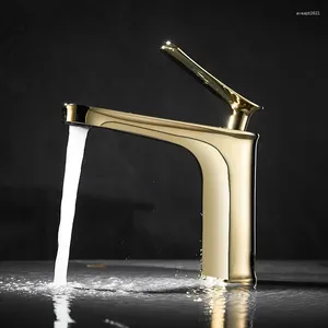 バスルームシンク蛇口Tuqiu Gold Faucet Basin Cold and Brass Black Water Mixerタップシングルハンドル