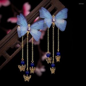 Hair Accessories 2PCS Fashion Vintage Tassel Mesh Butterfly Clips Gilr Cute Hairpins Barrettes For Kid Headdress