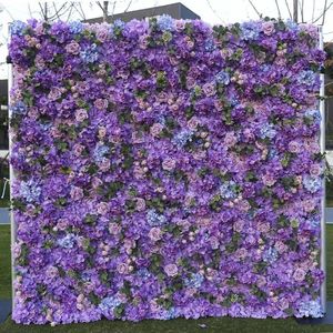 Decorative Flowers Purple Flower Wall Wedding Decoration Roses Silk 3d Artificial Types To Latest Designs Backdrop