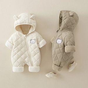 Kış doğumlu kıyafetler bebek kız giysileri kalınlaşmış bebek tulum sıcak bebek romper pamuk ceket romper tulum toddler ceket 240202