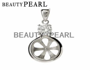 HopeArl Jewelry Pendant Settings Cubic Zirconia 925 Sterling Silver Industings Pendant for Big Pearl 3 Pieces1807822