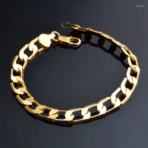 Link Bracelets 925 Wholesale Noble Fashion Silver Color Gold 8MM Men Women Bracelet Charm Chain High Quality Jewelry Gift LH038