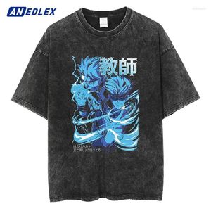 Herr t-skjortor mode japansk vintage t-shirt män anime tryck skjorta harajuku bomull casual sommar kort ärm överdimensionerade toppar tees