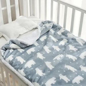 Caldo pile Biancheria da letto termica nata Swaddle Wrap Morbida lavabile Coperta spessa Trapunta Passeggino per neonati 240127